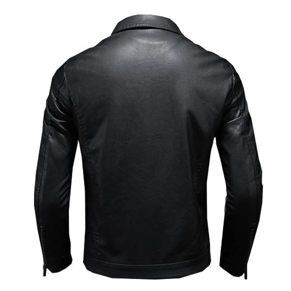 Men's Lapel Leather Biker Jacket