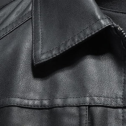 Men's Lapel Leather Biker Jacket