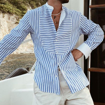 Men's Striped Cape Long Sleeve Shirt