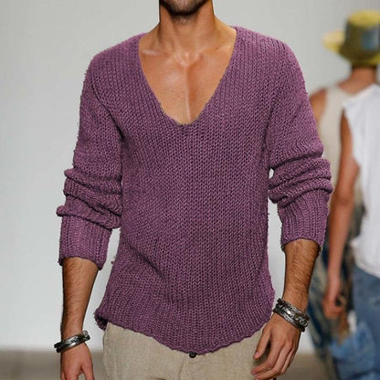 Men's V-Neck Knit Pullover Sweater