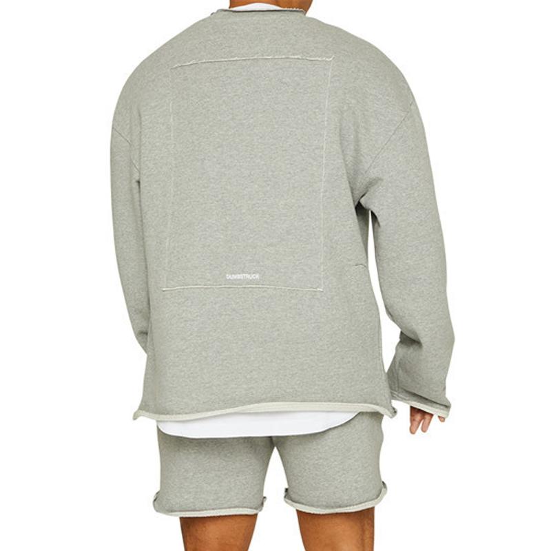 Men's Color Loose Rolled Sweatshirt Shorts Set